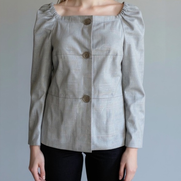 Trina Turk Womens Blazer Size 0 Grey Business Casual Office - Picture 1 of 9